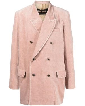 Uma Wang Double-Breasted Velvet Blazer - Pink