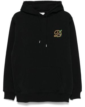 Drole de Monsieur Cotton Jersey Embroidered Hoodie - Black