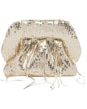 THEMOIRÈ Bios Fringe Sequin Clutch Bag - Natural