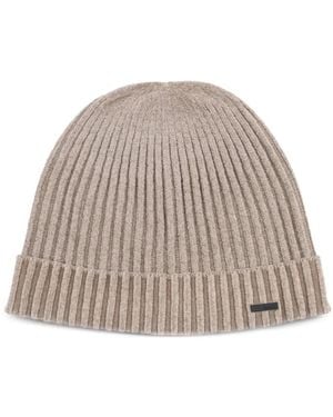 Rrd Velvet-Effect Ribbed Beanie - Natural