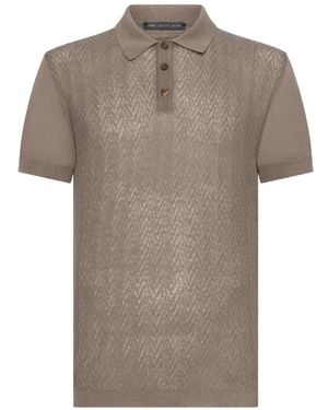 Low Brand Chevron-Knit Polo Shirt - Gray
