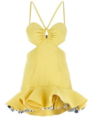 Rabanne Abito Cut-Out Flounce-Hem Mini Dress - Yellow