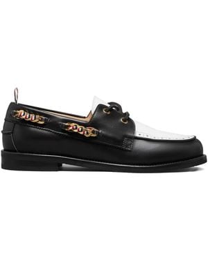 Thom Browne Chaussures Bateau À Détail De Chaîne - Black