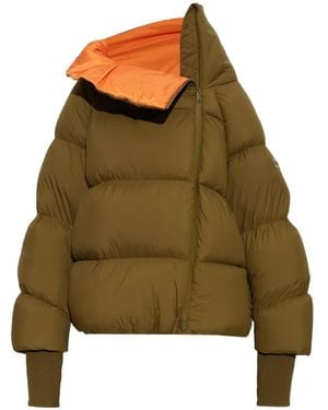 Ganni Quilted Asymmetric-Zip Jacket - Green