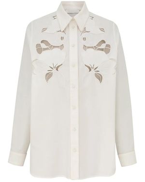 Zimmermann Flower-Embroidered Shirt - White