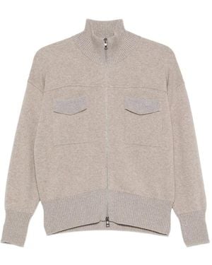 Panicale Gerippter Cardigan Mit Reißverschluss - Natur