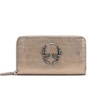 Roberto Cavalli Cartera Con Cremallera Y Efecto De Reptil - Gris