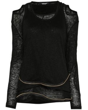 Undercover Cold-Shoulder Zip-Detail T-Shirt - Black