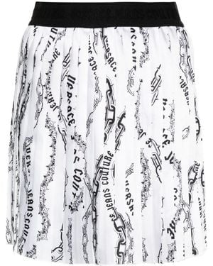 Versace Jeans Couture Pleated Chain Couture Print Skirt - Black