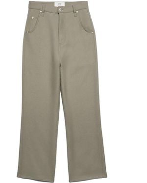 Ami Paris Virgin-Wool Straight-Leg Pants - Gray