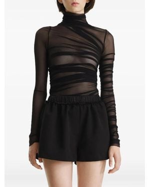 2310 STUDIO Draped Mesh Top - Black