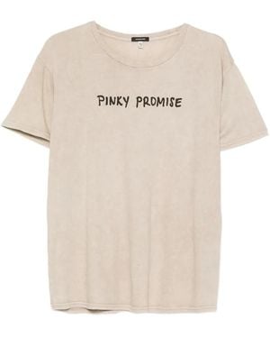 R13 Acid-Wash Slogan-Print T-Shirt - Natural