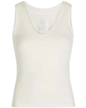 Tala Ribbed-Knit V-Neck Tank Top - White