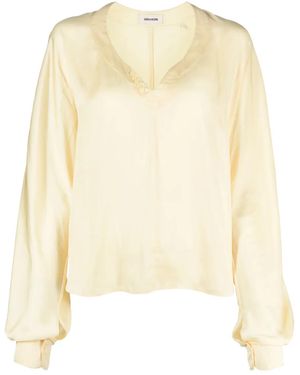 Zadig & Voltaire Tonastir Satin-Finish Blouse - Natural