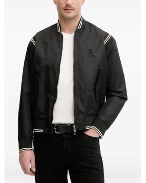 ARMANI EXCHANGE Striped-Trim Zip-Up Jacket - Black
