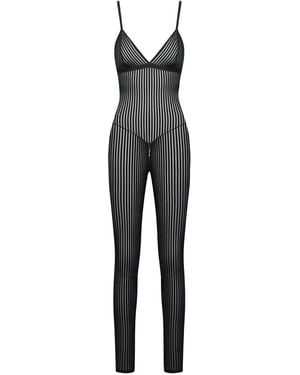 Maison Close Striped Catsuit - Black