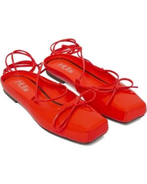 Hui Milano Square-Toe Court Shoes - Red