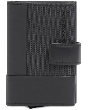 Piquadro Logo-Print Bi-Fold Cardholder - Black