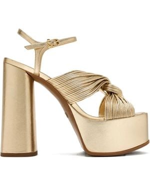Michael Kors 140mm Alessia Pleated-knot Platform Sandals - Metallic