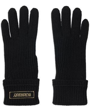 Burberry Guantes Con Parche Del Logo - Negro