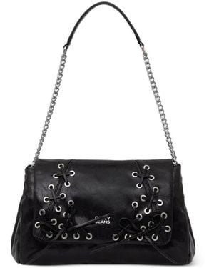DKNY Lace-Up-Detail Shoulder Bag - Black