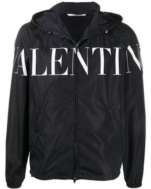 Valentino Garavani Logo Print Hooded Jacket - Black
