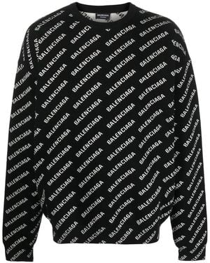 Balenciaga Intarsia-Logo Crew-Neck Jumper - Black