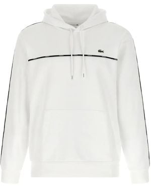 Lacoste Tape-Trimmed Kangaroo-Pocket Hoodie - White