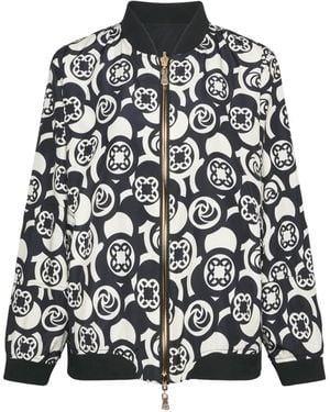 Elena Miro Monogram-Pattern Reversible Jacket - Black