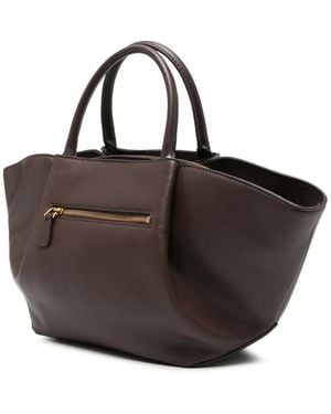 Guess Logo-Plaque Pebbled-Effect Tote Bag - Brown