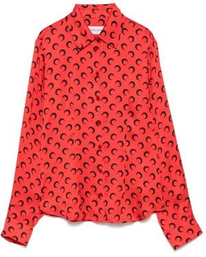 Marine Serre Crescent Moon-Print Shirt - Red