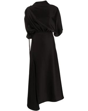 Ellery Draped Side Slit Dress - Black