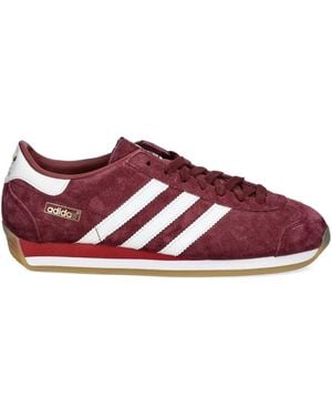 adidas Suede Three-Stripe Trainers - Red