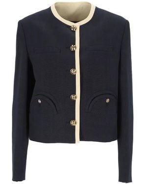 Blazé Milano Buttoned Trim Jacket - Blue