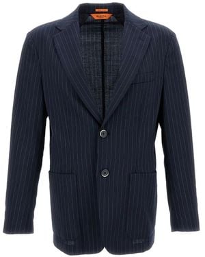 Barena Pinstripe Patch Pocket Jacket - Blue