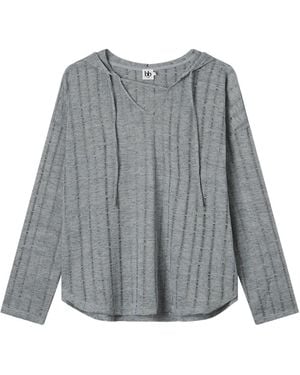 B+ AB Ribgebreide Top Met Capuchon - Grijs