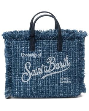 MC2 Saint Barth Mini Vanity Frayed Tweed Tote Bag - Blue