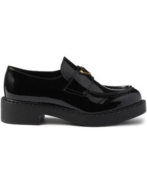 Prada Loafer Aus Lackleder - Schwarz