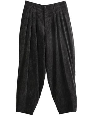Yohji Yamamoto Pleated Corduroy Trousers - Grey