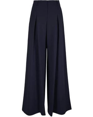 Lafayette 148 New York Doubleface Wool Pallazo Pants - Blue