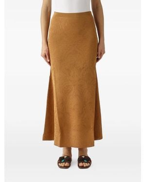 Twinset Floral-Jacquard Knit Skirt - Natural
