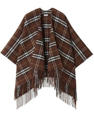 Burberry Cape Met Tartan Ruit - Bruin