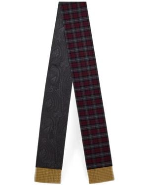 Etro Wool And Silk Scarf With Metal Fringing And Two Motifs - Blue