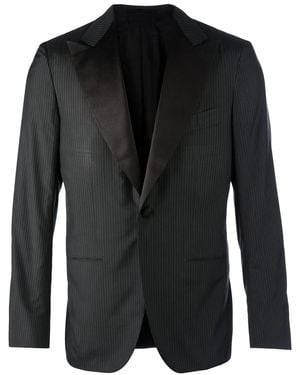 Kiton Striped Blazer - Black