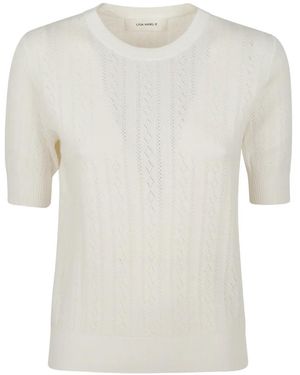 Lisa Yang Pointelle-Knit Short-Sleeve Sweater - White