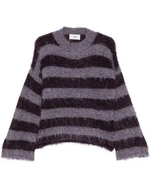 SOLOTRE Long-Sleeve Striped Jumper - Purple