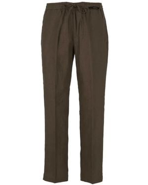 Michael Coal Drawstring-Waist Linen Trousers - Grey