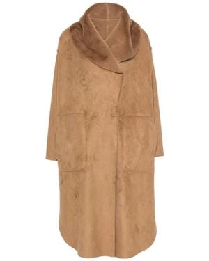 Collection Privée Faux-Shearling Oversized-Collar Coat - Natural