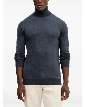 Guess Roll-Neck Logo Jumper - Blue