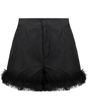 RED Valentino Tulle-Trim Ruffled Shorts - Black
